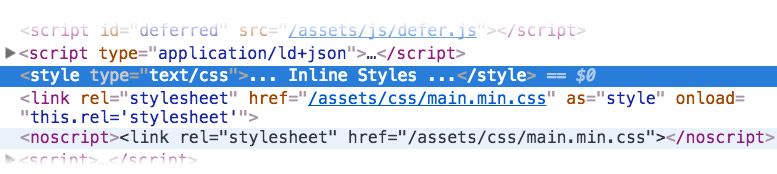 Inserted inline CSS in head